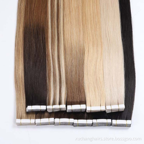 Vendedores de cabello humano al por mayor proveedores de la cutícula recta alineada cinta virgen en extensiones de cabello Remy